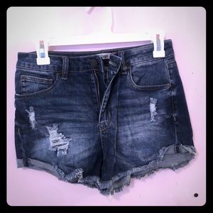 Mid waist denim shorts
